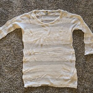 White and Gray Striped Sweater